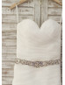 Strapless Ivory Organza Stunning Wedding Dress With Beaded Belt